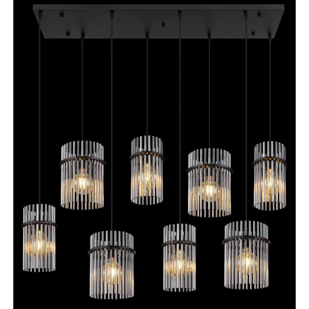 Black pendant lamp Gorley with smoke glass 8-lights Globo 9007371465958