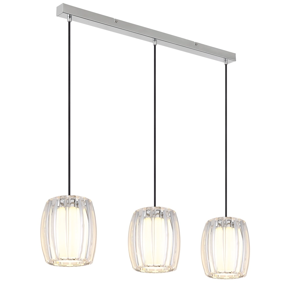 3-light pendant lamp Maribel chrome straight