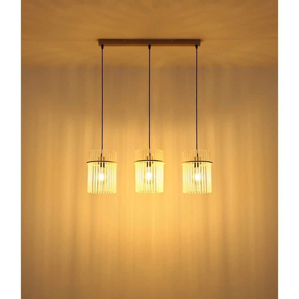 3-light pendant lamp Gorley sand brown with glass Globo 9007371566716