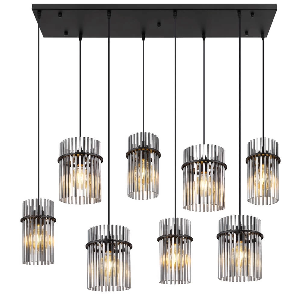 Black pendant lamp Gorley with smoke glass 8-lights Globo 9007371465958