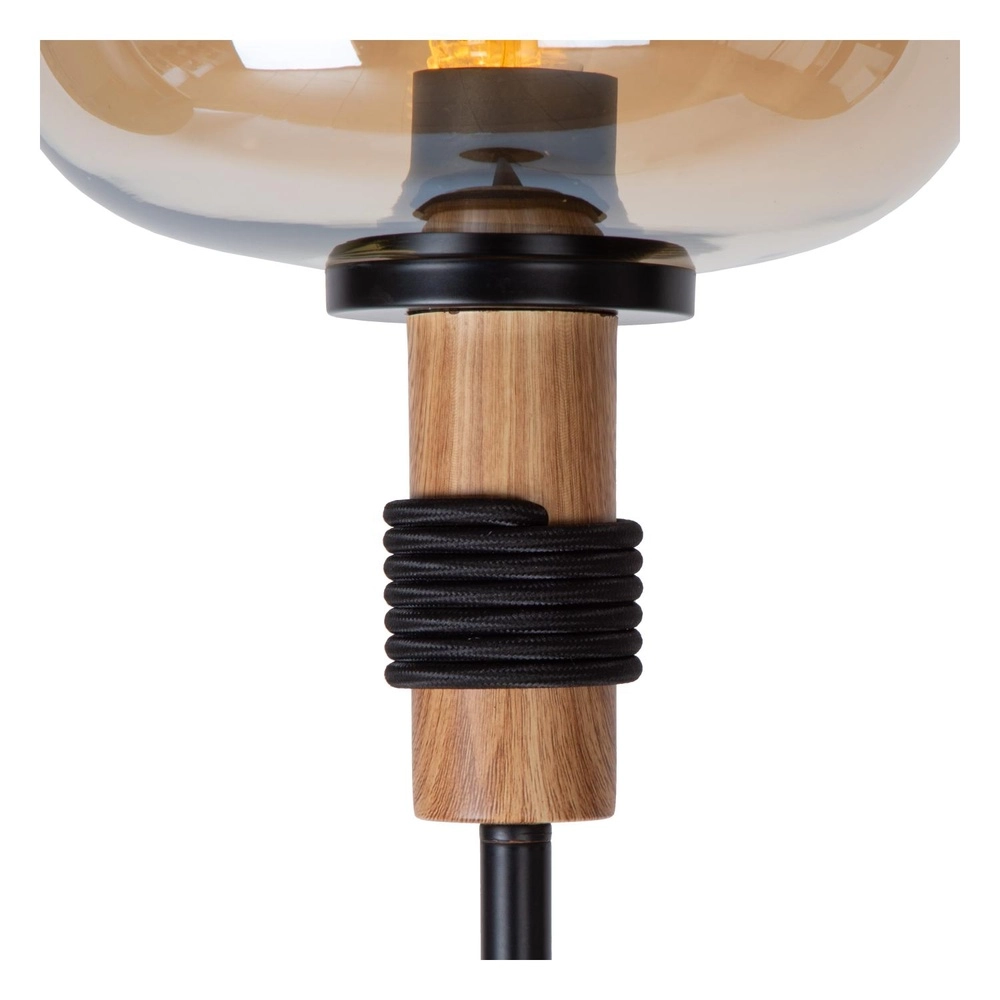 Floor lamp Ilona black with amber glass Lucide 5411212452702