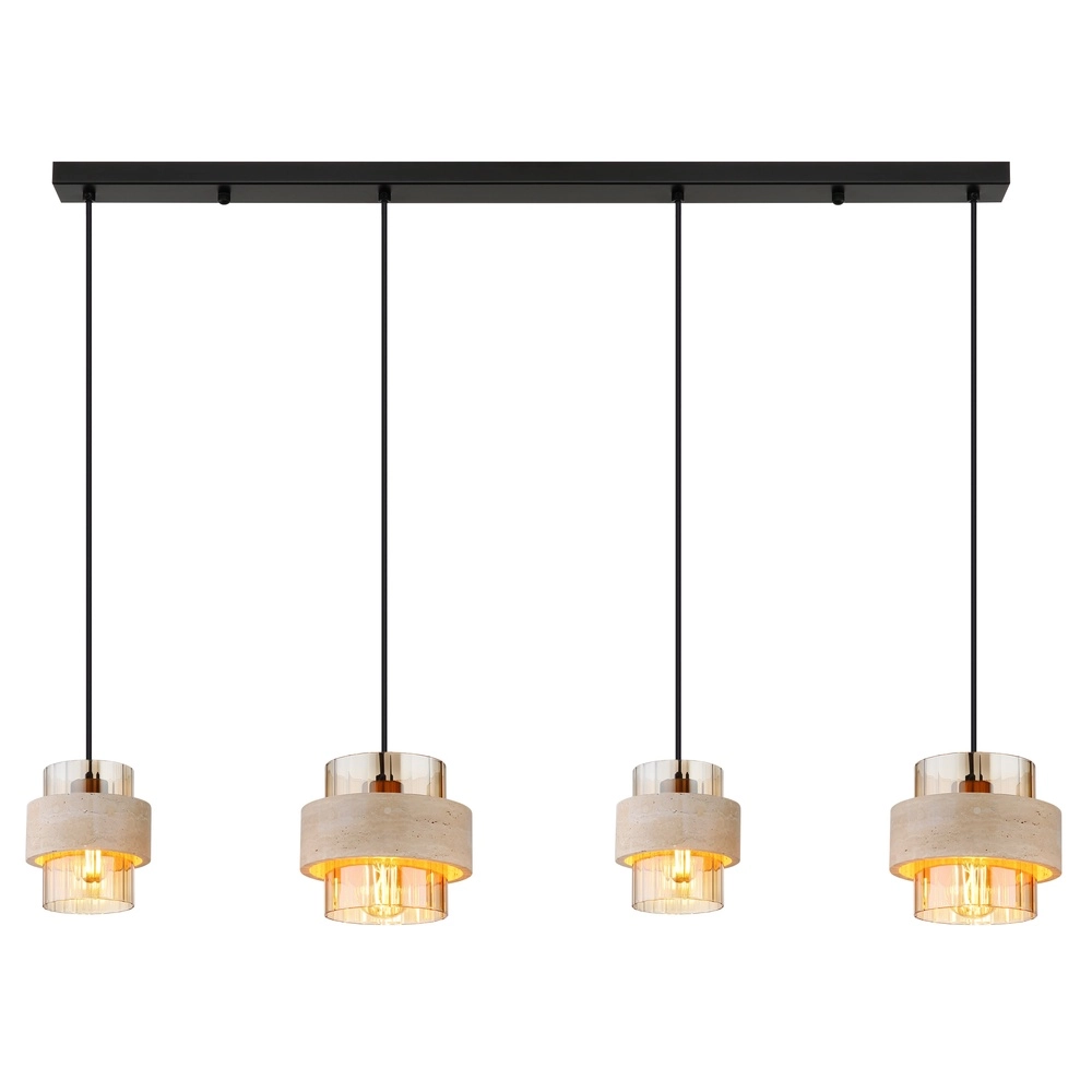 4-light pendant lamp Daren black with marble Globo 9007371592654