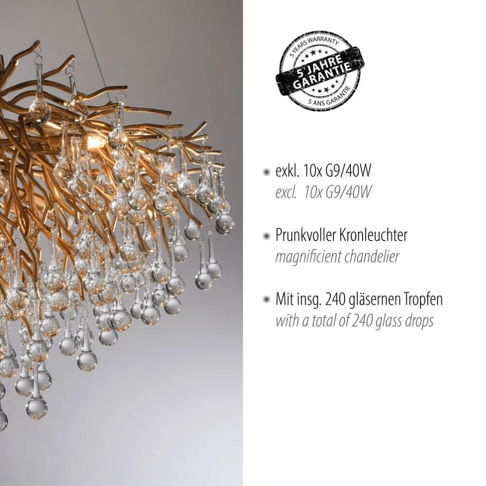 Unique chandelier Icicle Antique brass Paul Neuhaus 4012248352120