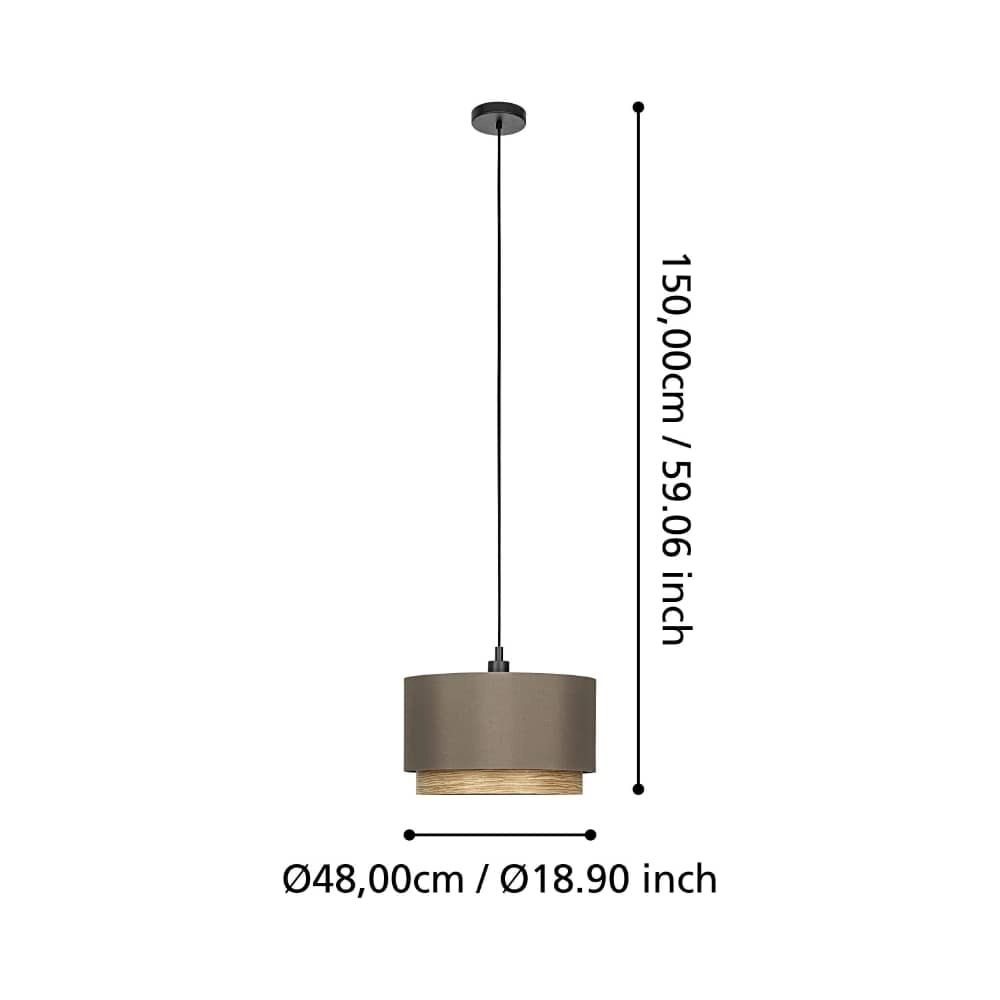 Hanging lamp Marchena cappucino with wood - Ø 48cm Stars of Light 9008606240067