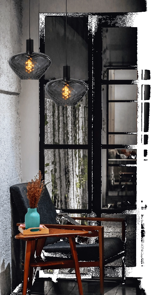 Hanging lamp black Porto with Blossom smoke glass - Ø 30cm Masterlight 8718121269320