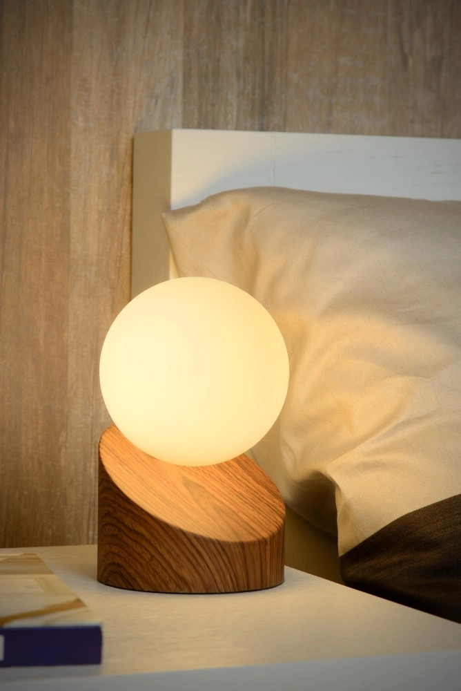 Design table lamp Len dark wood look Lucide 5411212450586