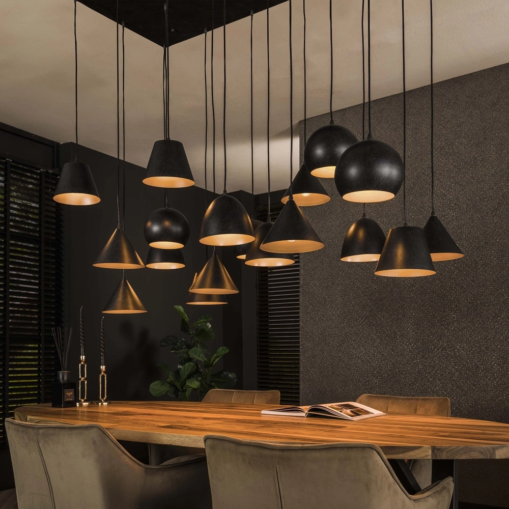 XXL pendant lamp Metal 18-light - black
