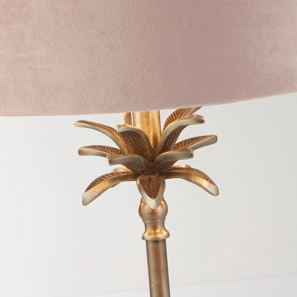 Table lamp Palm Gold with pink shade Searchlight 5053423257488