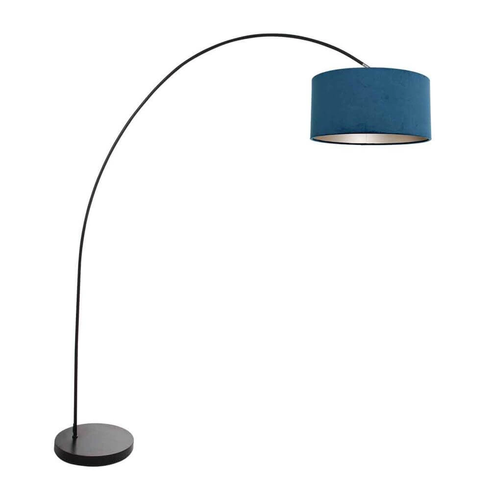 Arc lamp Solva black with blue hood