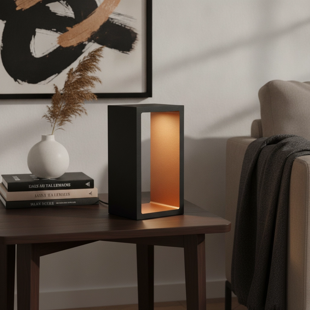 Design table lamp Corridor black with red copper