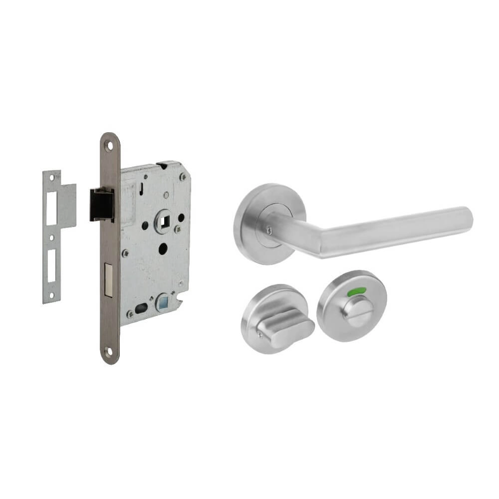 Complete door handle set Hoek 90 toilet stainless steel