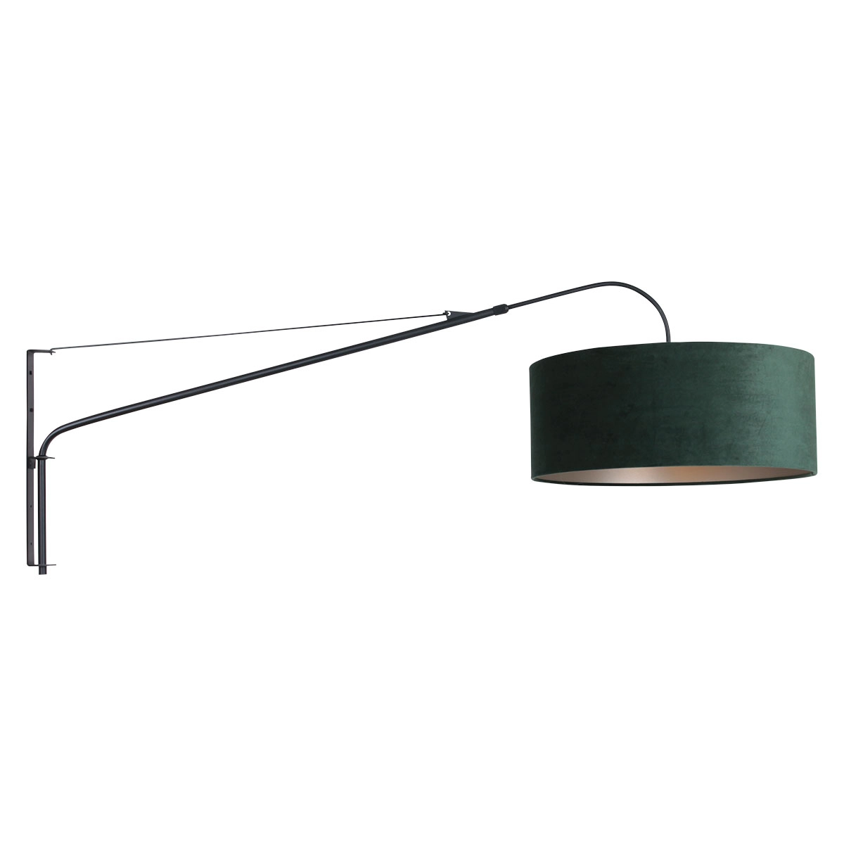 Wall lamp Elegant Classy 50cm black with green velvet shade Steinhauer 8712746146035