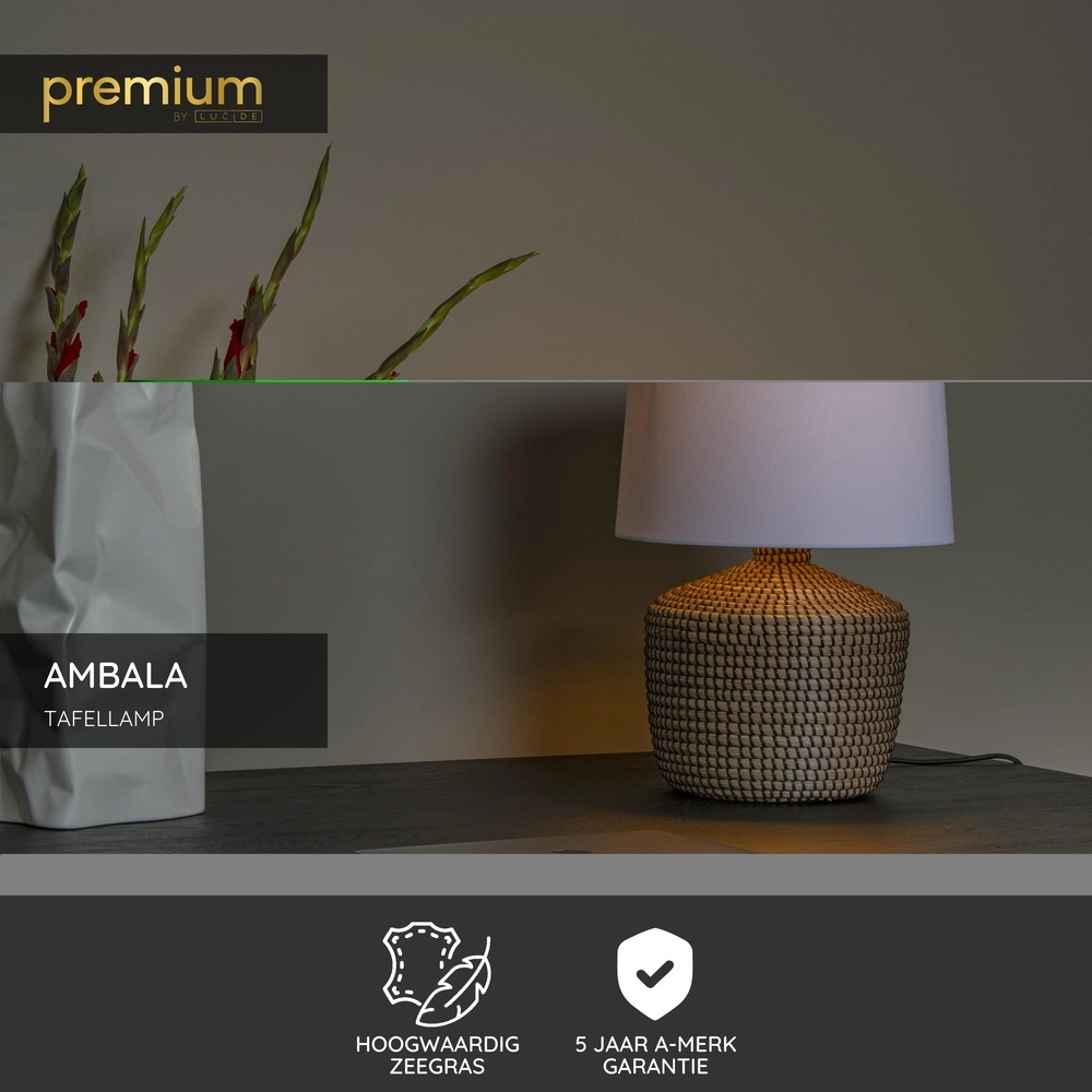 Table lamp Ambala Ø 45cm - seagrass brown Premium by Lucide 5411212106117