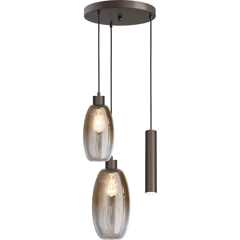 Vide pendant lamp Olive 2x glass - 1x Run - cocoa - Ø35cm