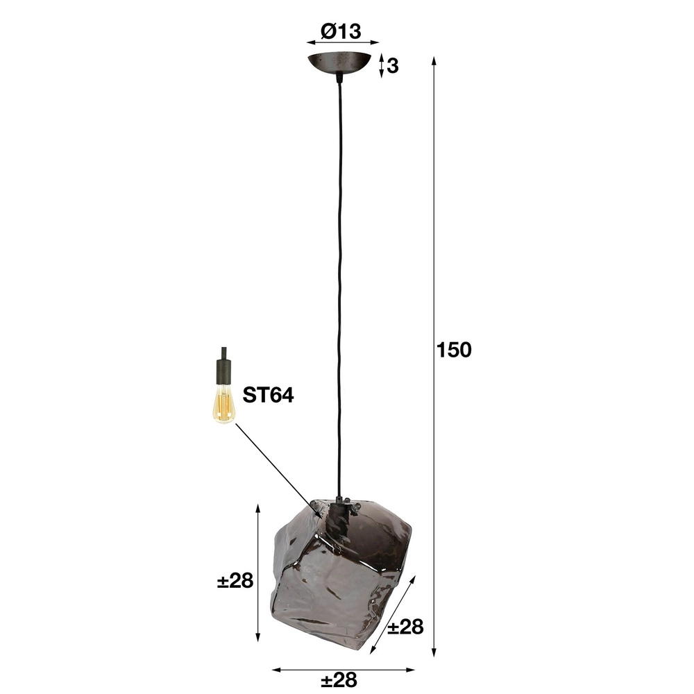 Modern pendant lamp Rock Chrome glass Lyora 8716803511392