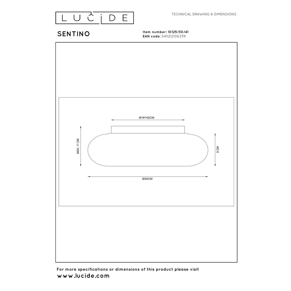Ceiling lamp Sentino Ø 30cm taupe Lucide 5411212106339