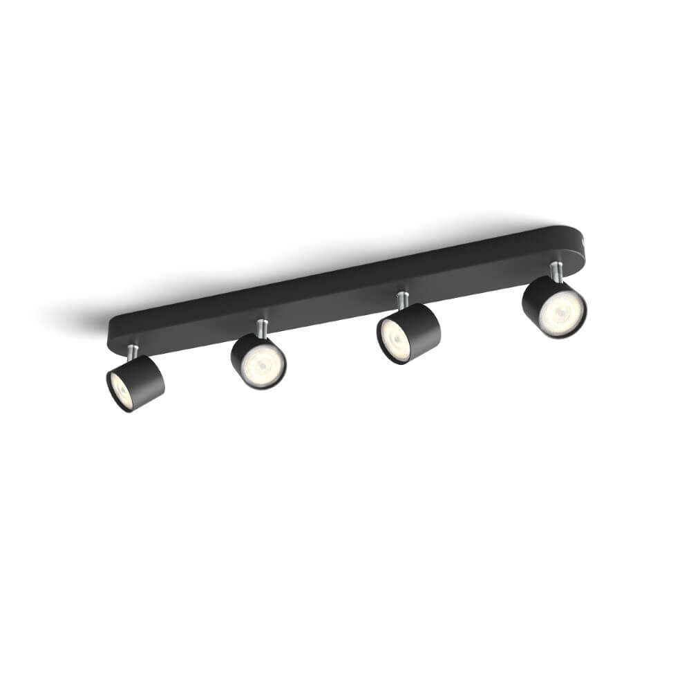 Black LED ceiling spotlight Star 4-light