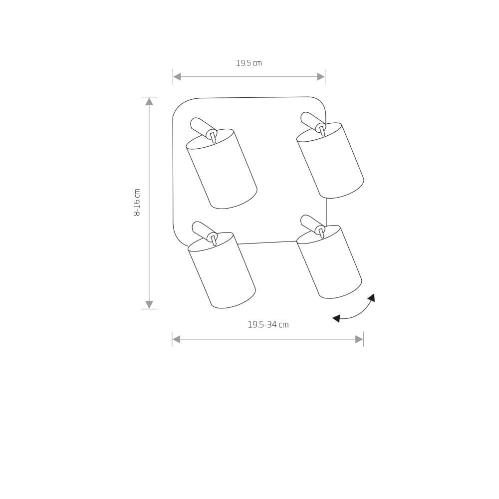 Square ceiling spotlight Eye 4-light Lyora 5903139882095