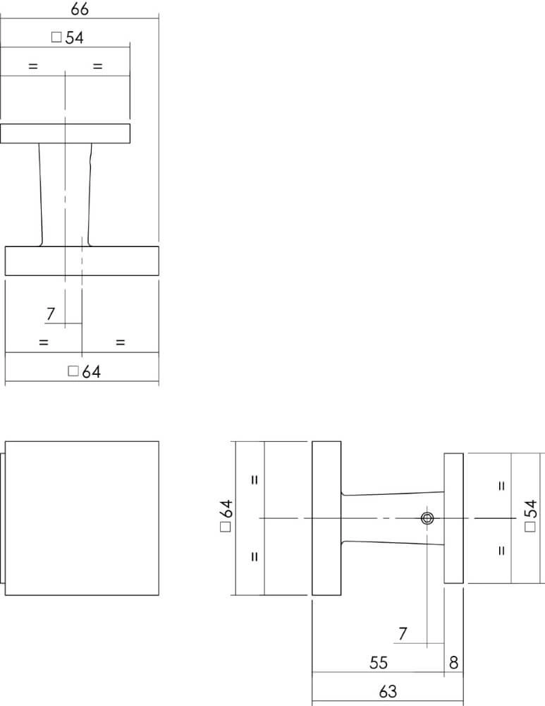 Front door knob Castor one-sided mounting stainless steel fixed Intersteel 8714186390160