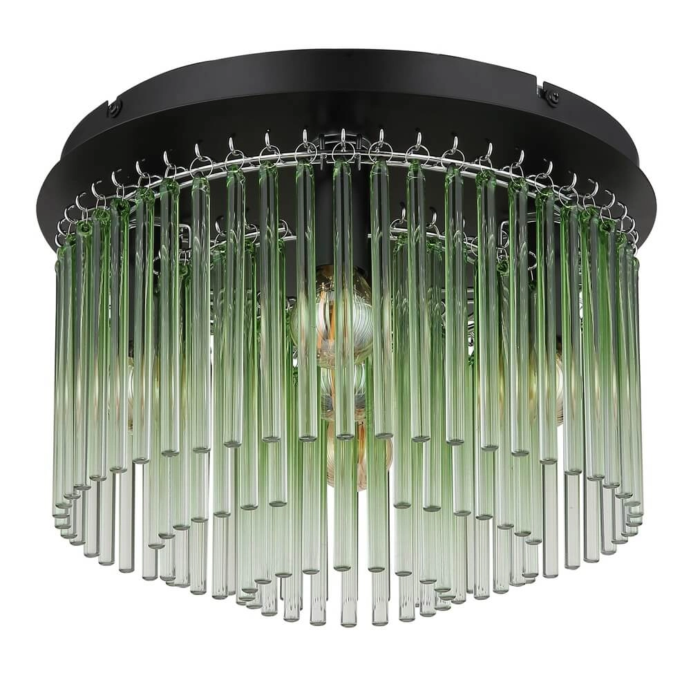 Black ceiling lamp Gorley with green glass Ø 32cm Globo 9007371468980