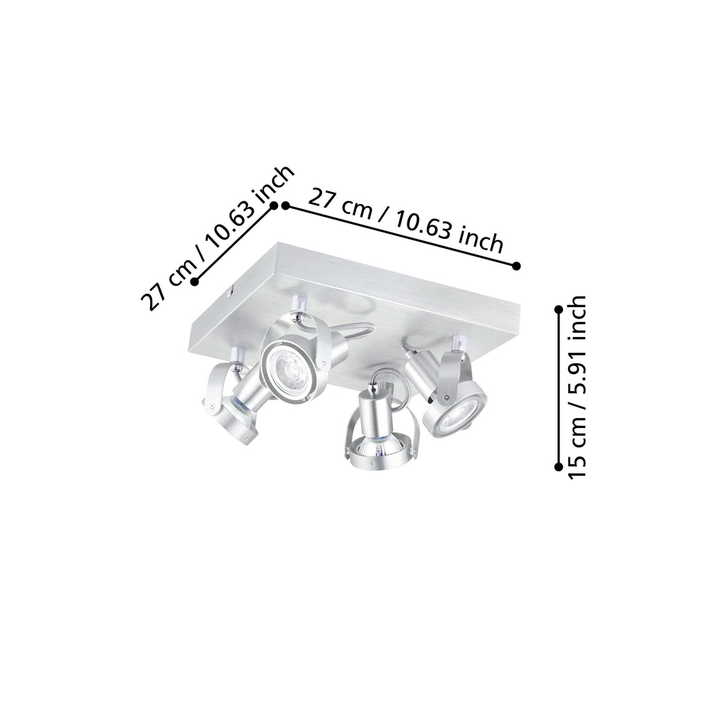 Square ceiling lamp Novorio brushed metal Eglo 9002759946456