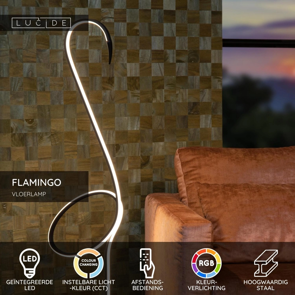 Floor lamp Flamingo Black Lucide 5411212051547
