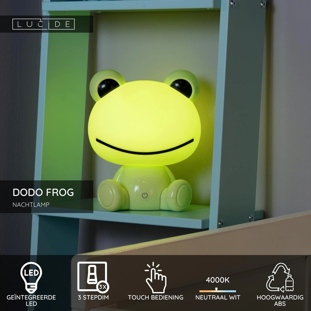 Night light Dodo Frog Children's room green Lucide 5411212712752