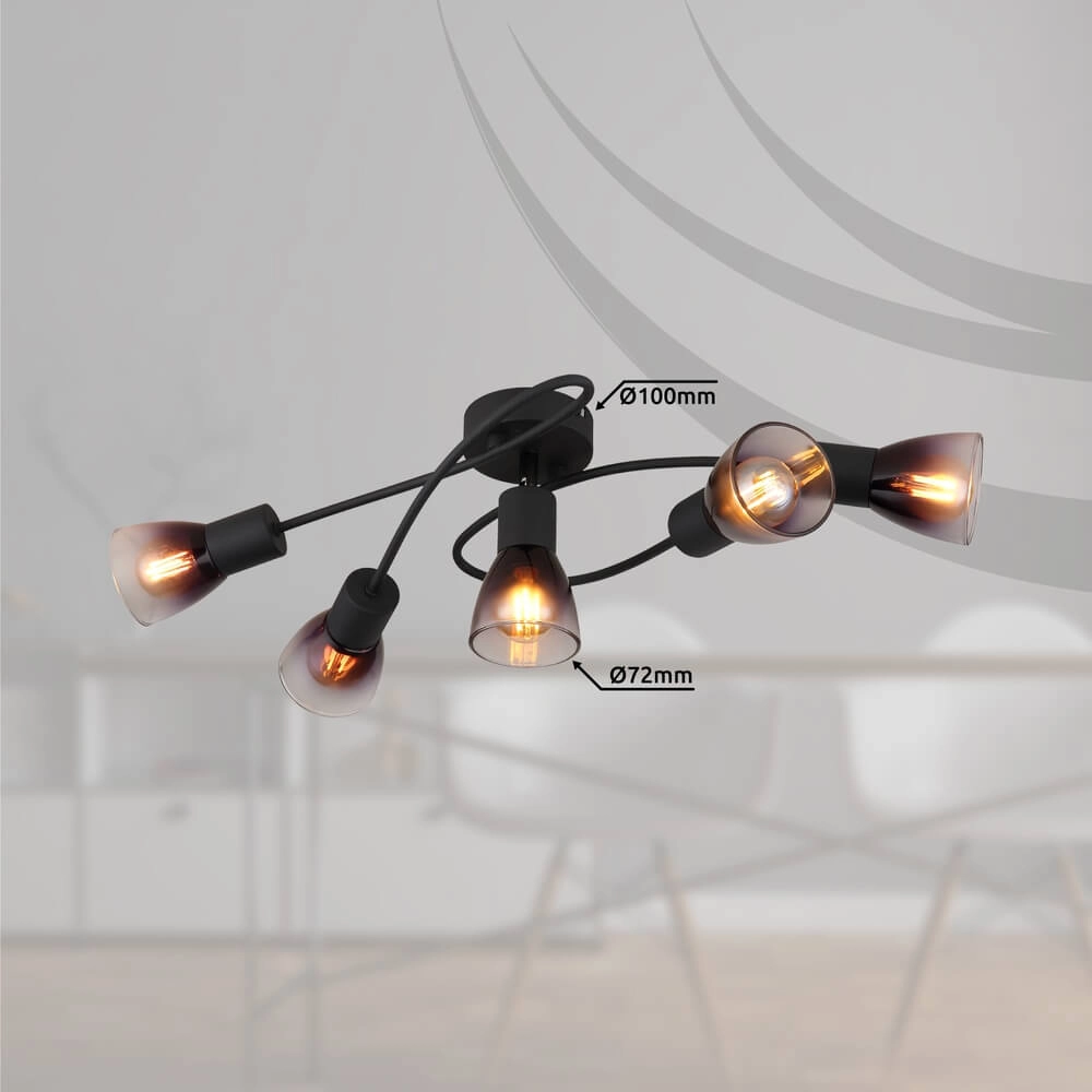 Black ceiling lamp Satella 5-light curl Globo 9007371449934