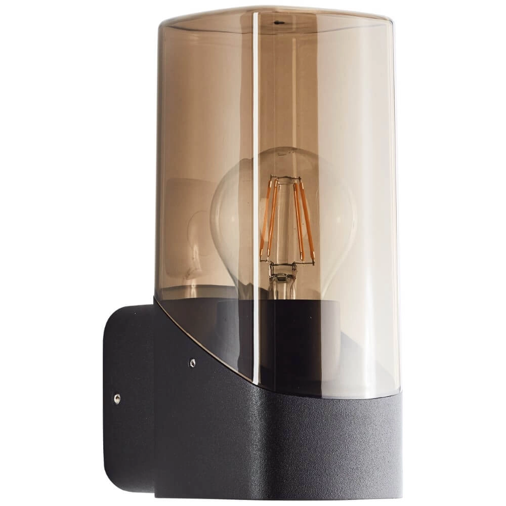 Black wall lamp Minou with smoke glass Brilliant 4004353435744