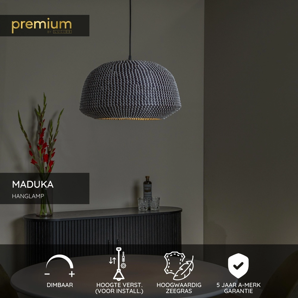 Seagrass pendant lamp Maduka Ø 47cm - black Premium by Lucide 5411212106056