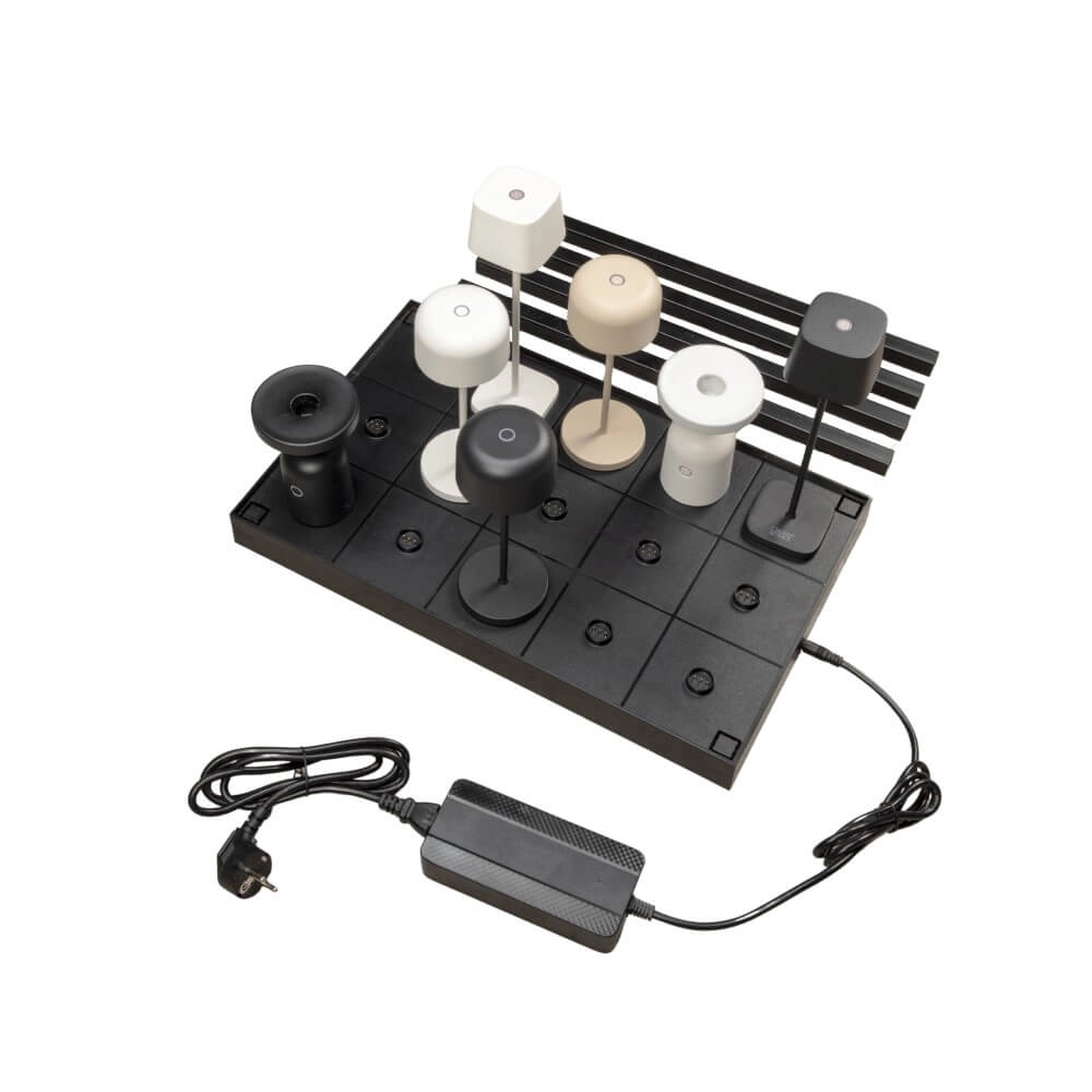Black Oplaadpaneel for 15 table lamps