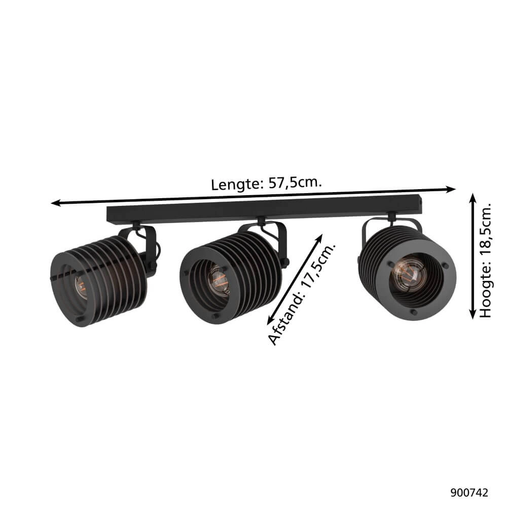 Industrial ceiling spotlight Segovia 3-light Eglo 9008606267163