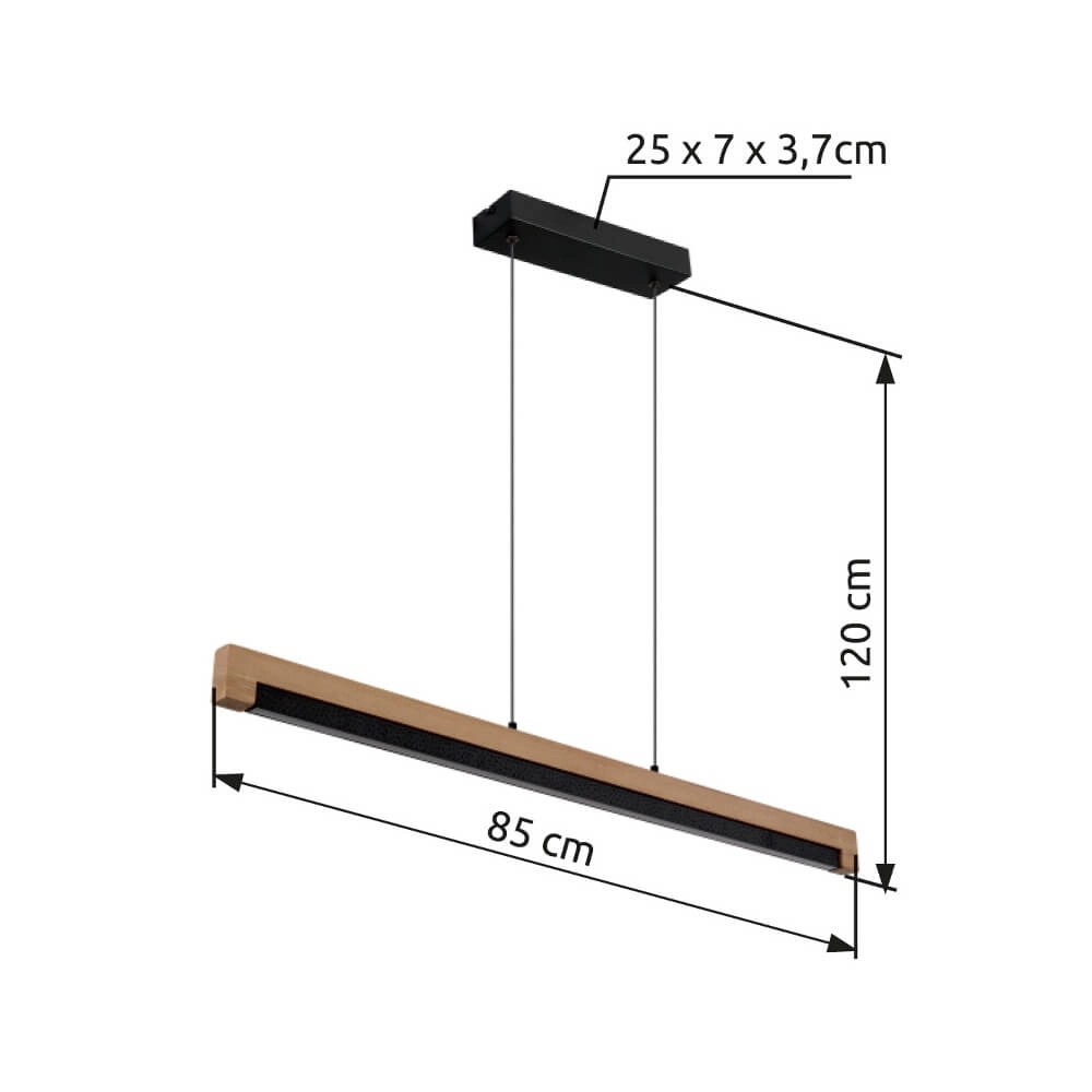 Design pendant lamp Starla black with wood 85cm Globo 9007371456291