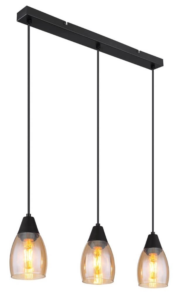 3-light pendant lamp Reid Amber glass