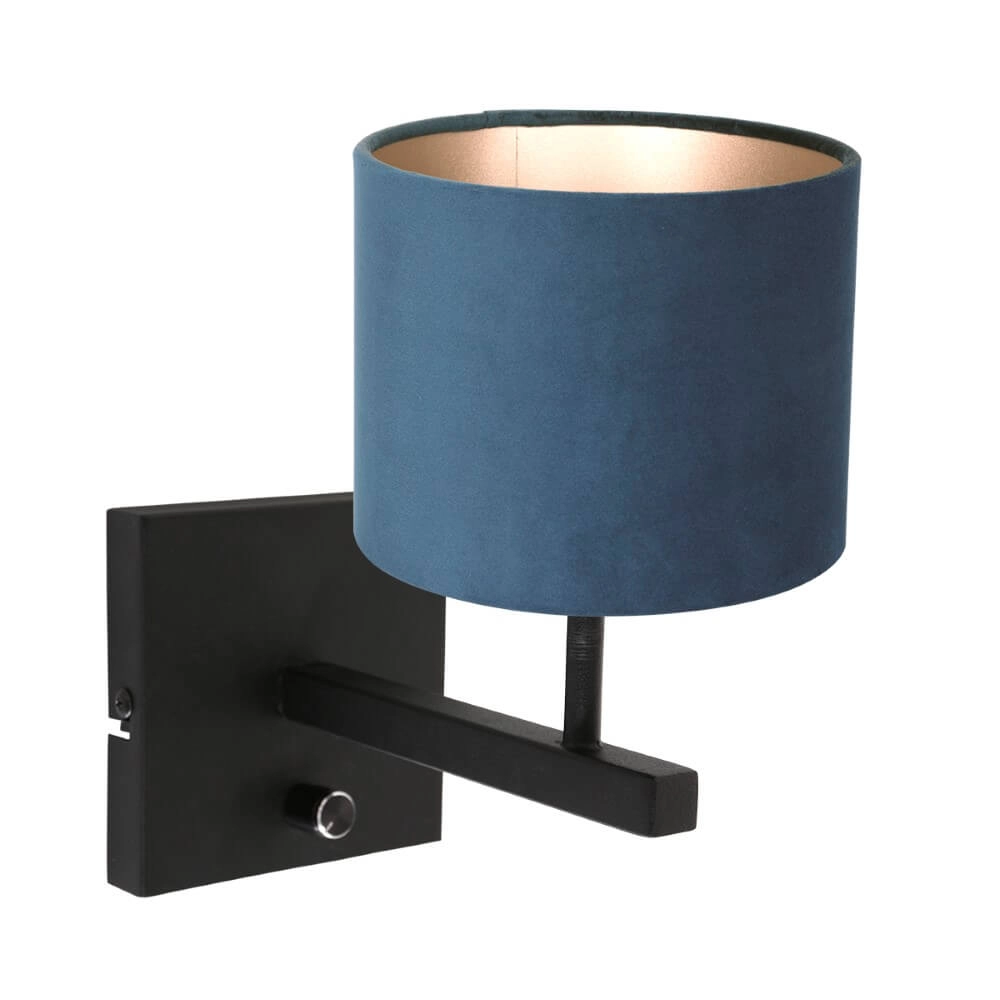 Velvet wall lamp Stang blue with black