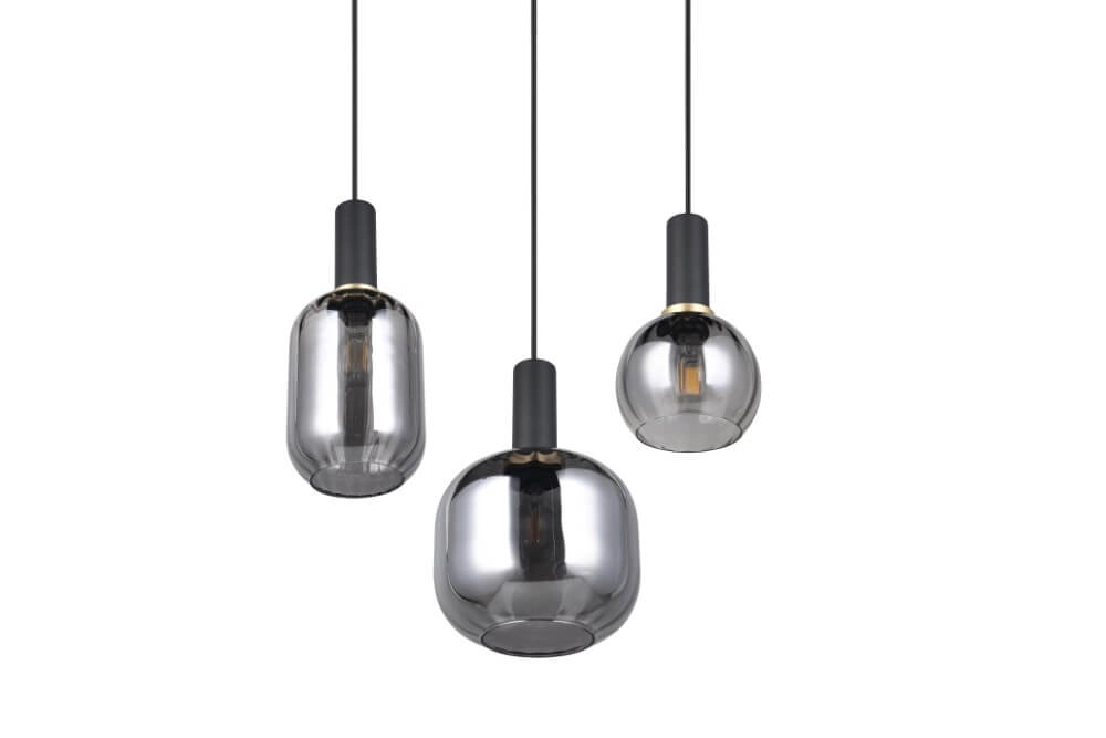 Dining room pendant lamp Diva 3-light - smoke glass Trio 4017807614565