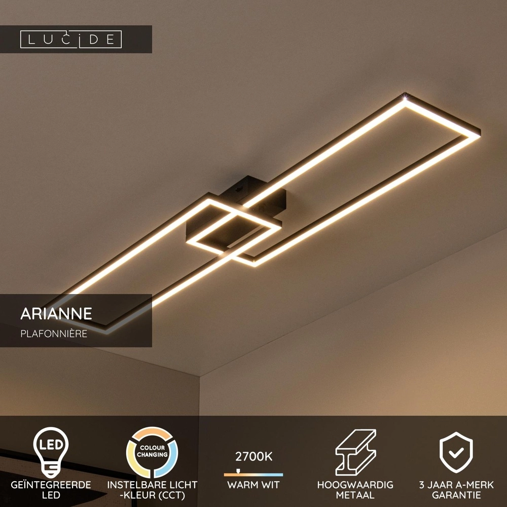 Design ceiling lamp Arianne Elongated black Lucide 5411212530905