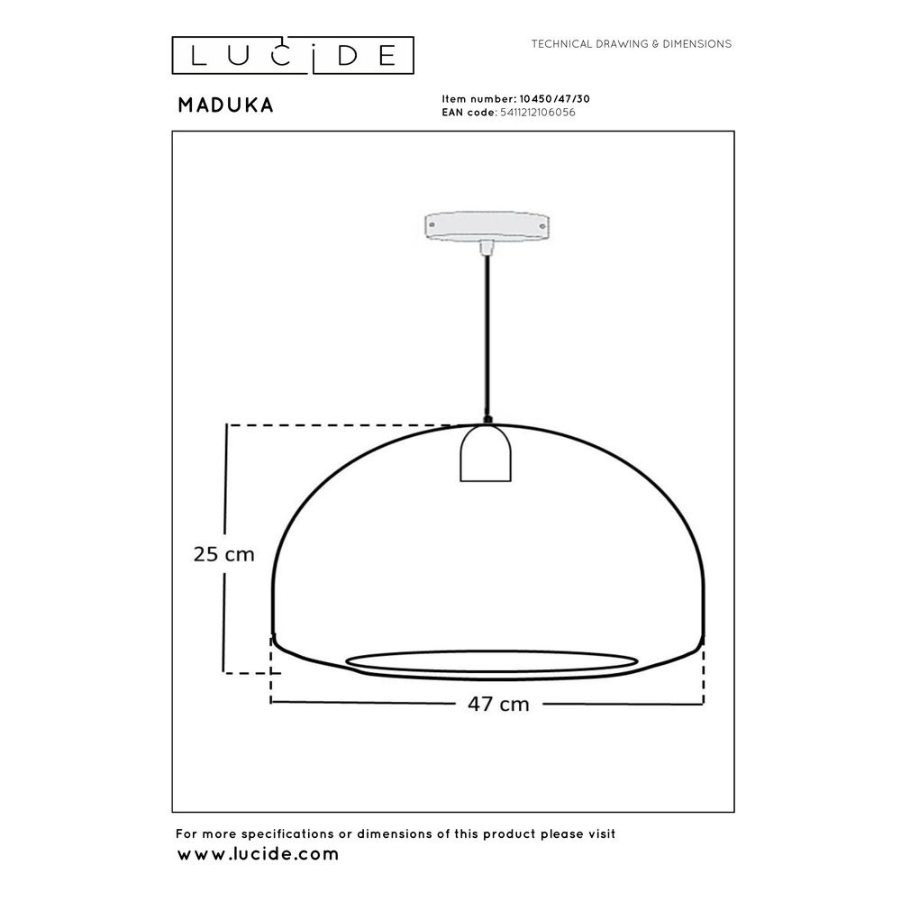 Seagrass pendant lamp Maduka Ø 47cm - black Premium by Lucide 5411212106056