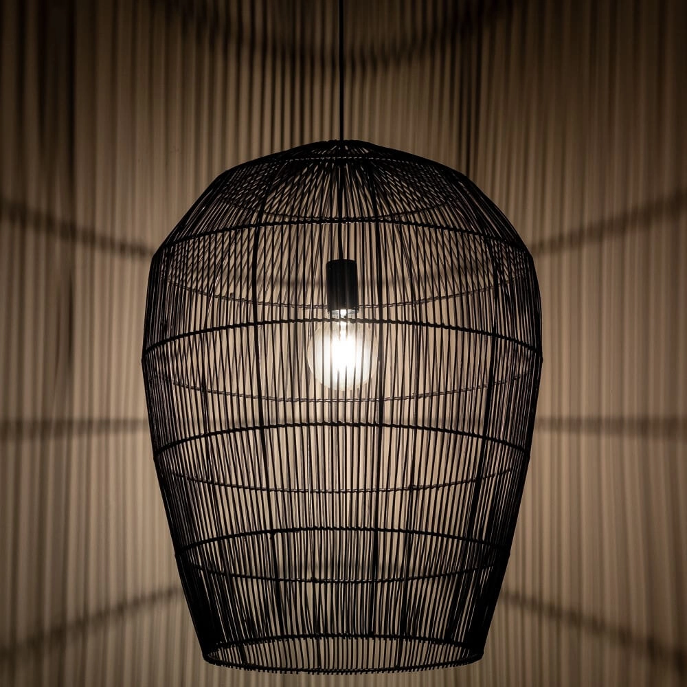 Rattan pendant lamp Haiti L Ø 53.5cm black Lyora 5903139111683