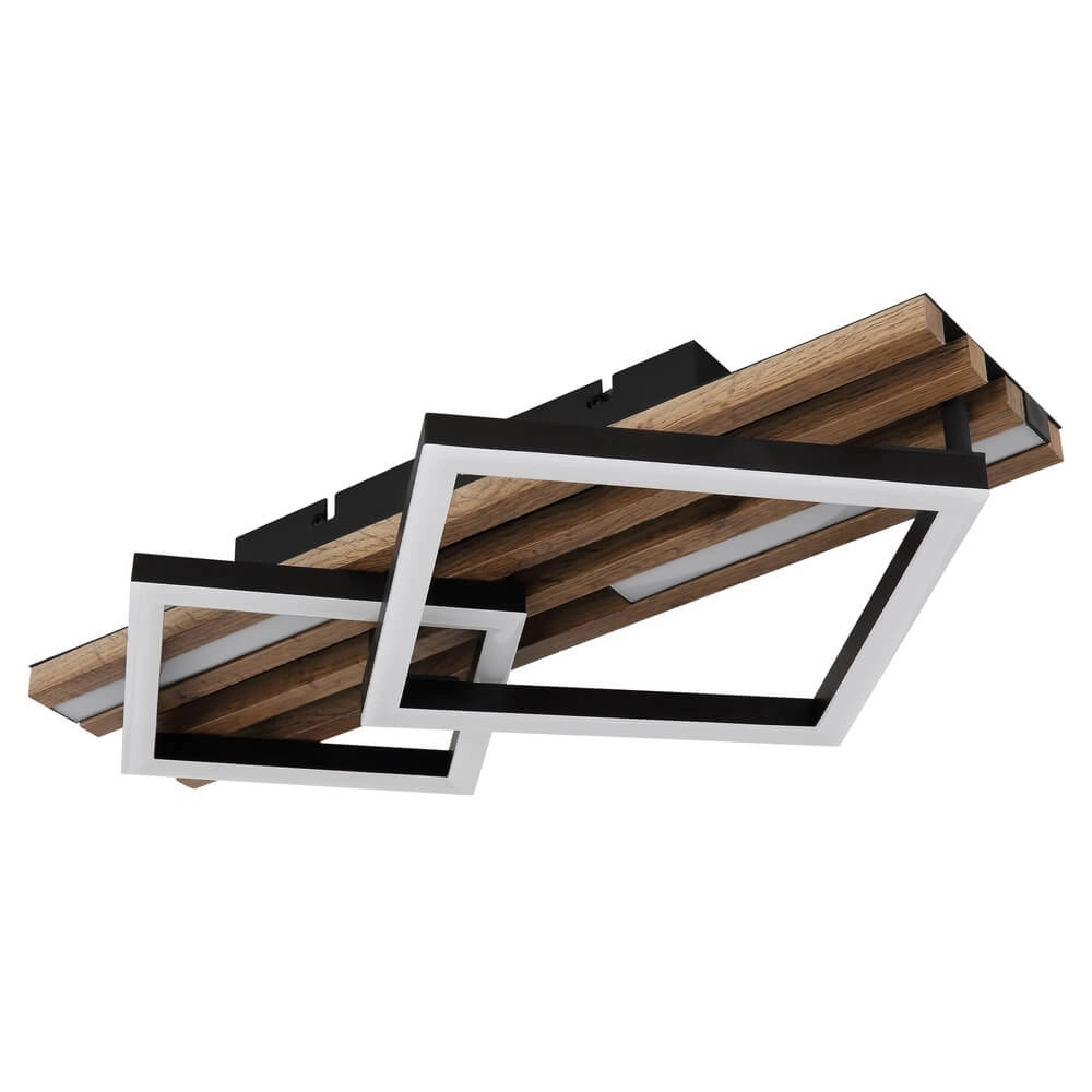 Ceiling lamp Obrien black with wood 2-lightest Globo 9007371512300