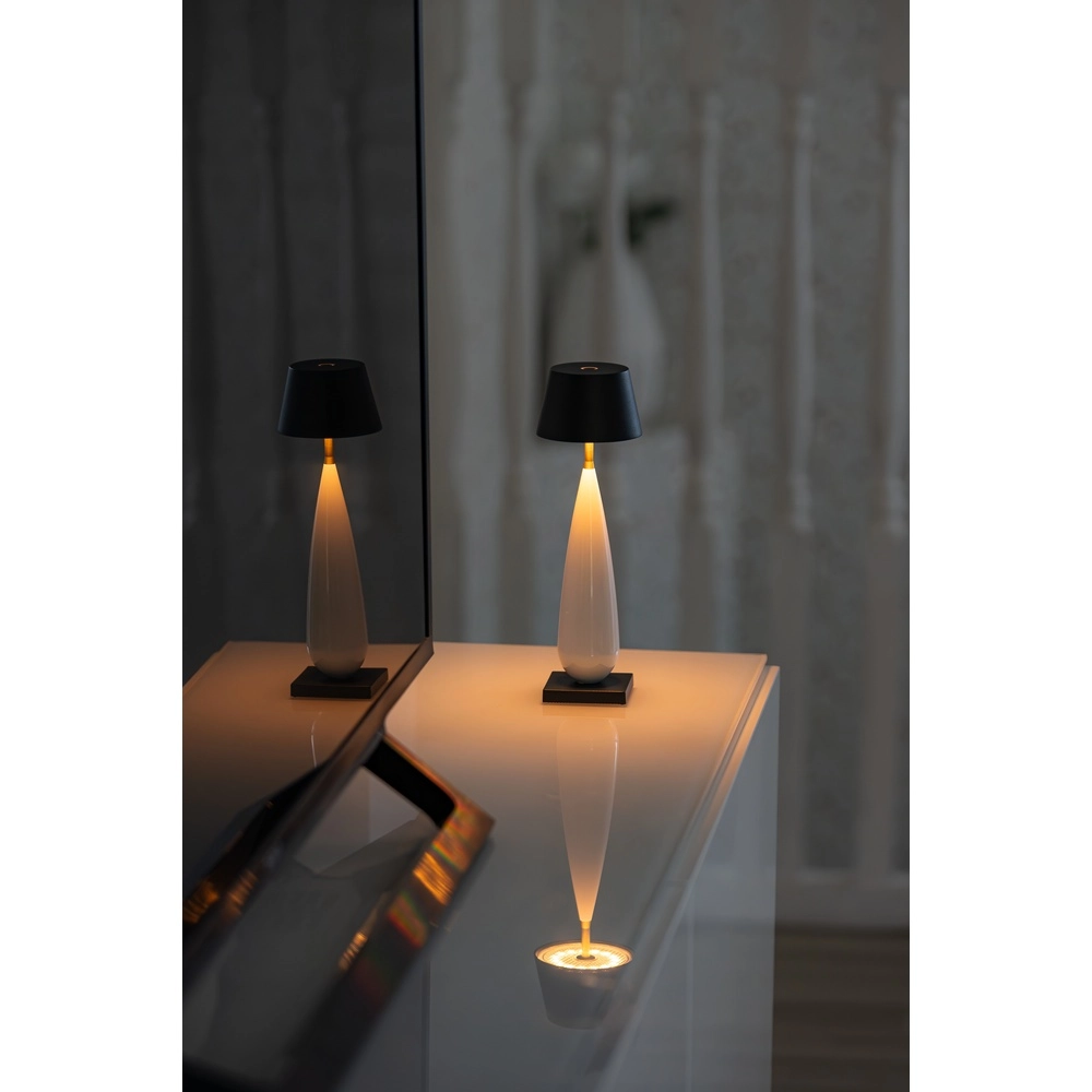 Rechargeable table lamp Frejus black with ceramic KonstSmide 7318300030348