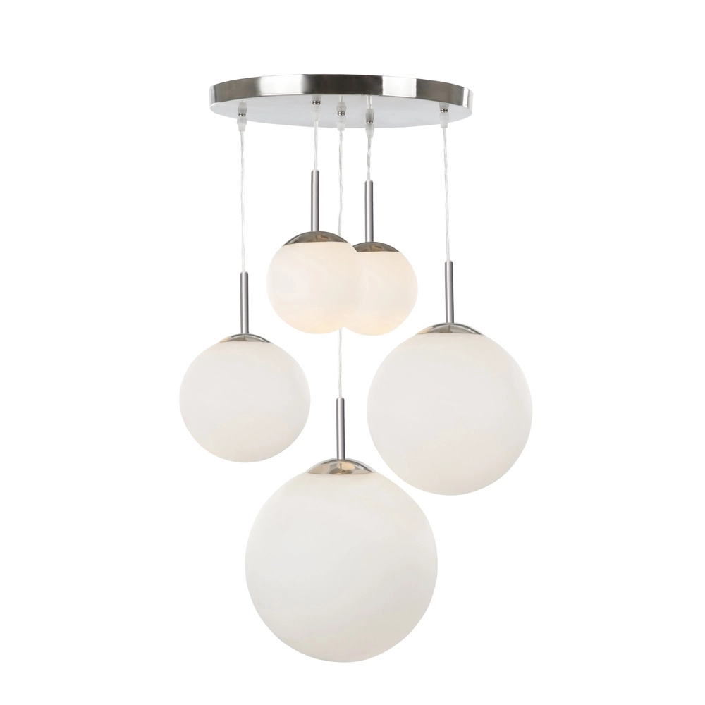 Design pendant lamp Balla 5-light nickel with white Globo 9007371199693