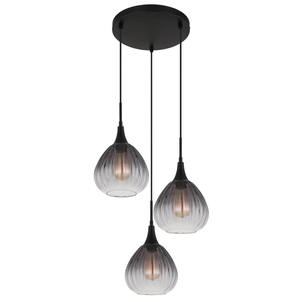 Black pendant lamp Olsen 3-light Globo 9007371456802