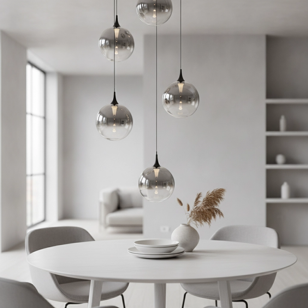 Pendant lamp Orenda round 5-light smoke glass
