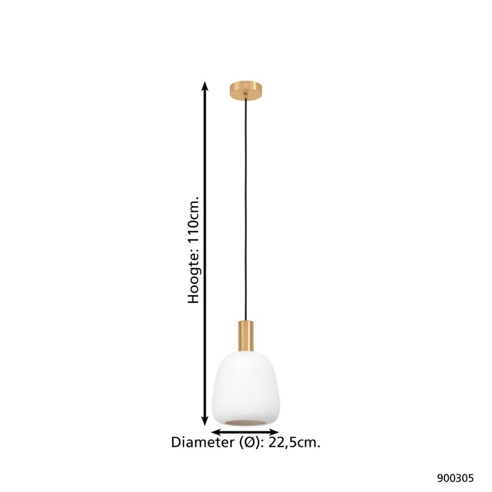 Gold hanging lamp Manzanares with white glass Eglo 9008606235902