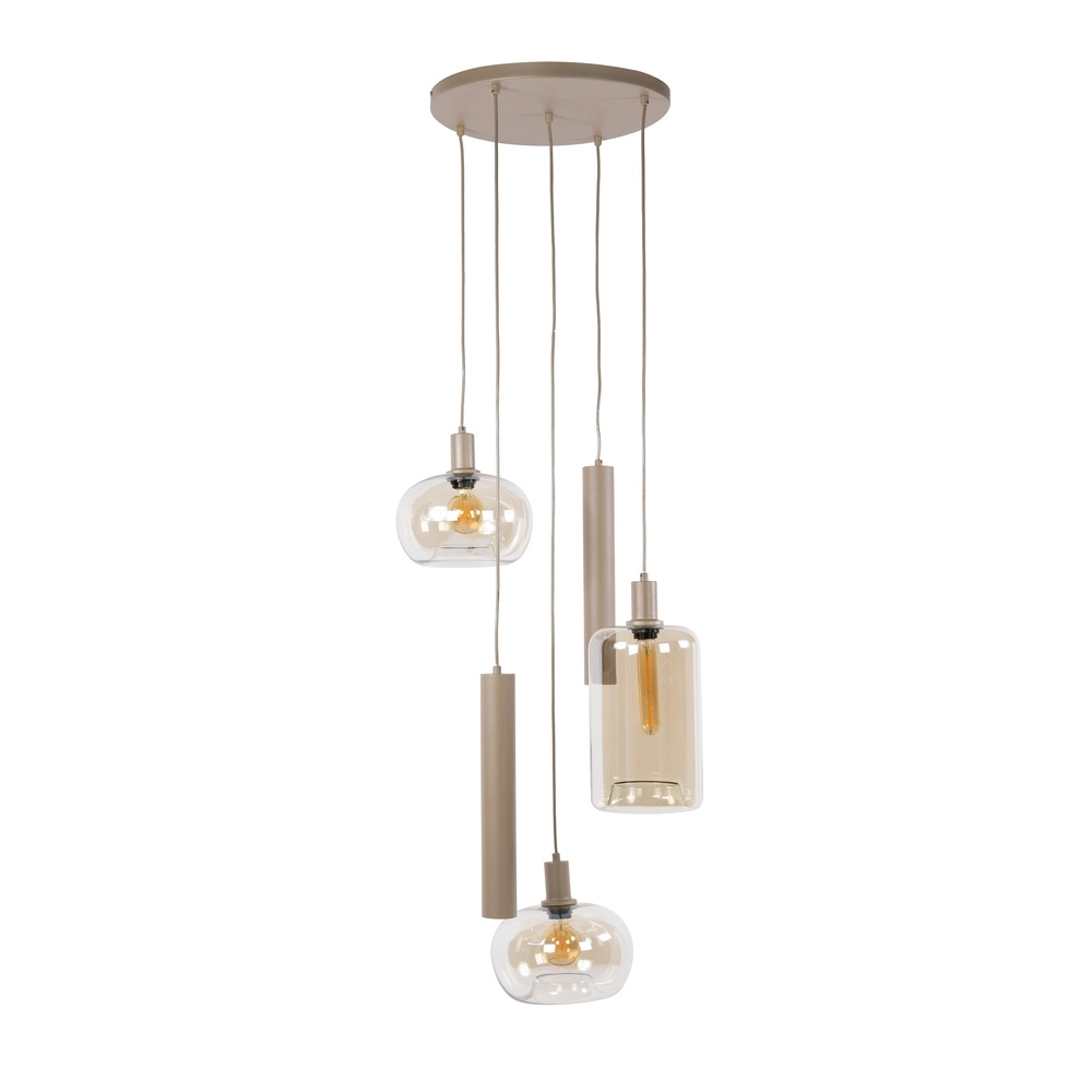 Design hanglamp Serene 5-lichts zand bruin Lyora 8716803514799
