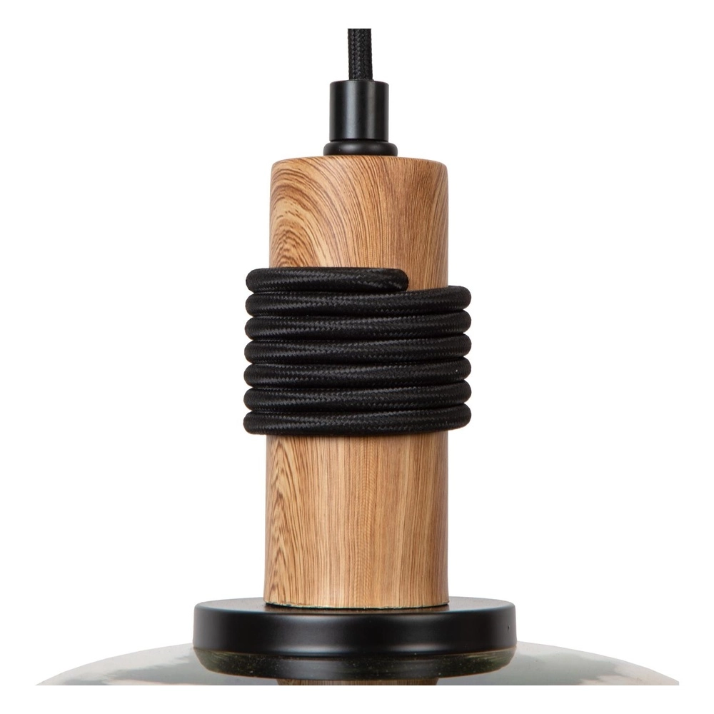 Pendant lamp Ilona Ø 22cm black with amber glass Lucide 5411212452665