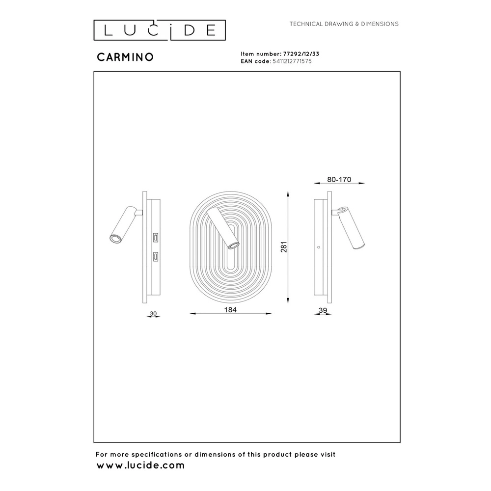 Design wall lamp Carmino Green Lucide 5411212771575