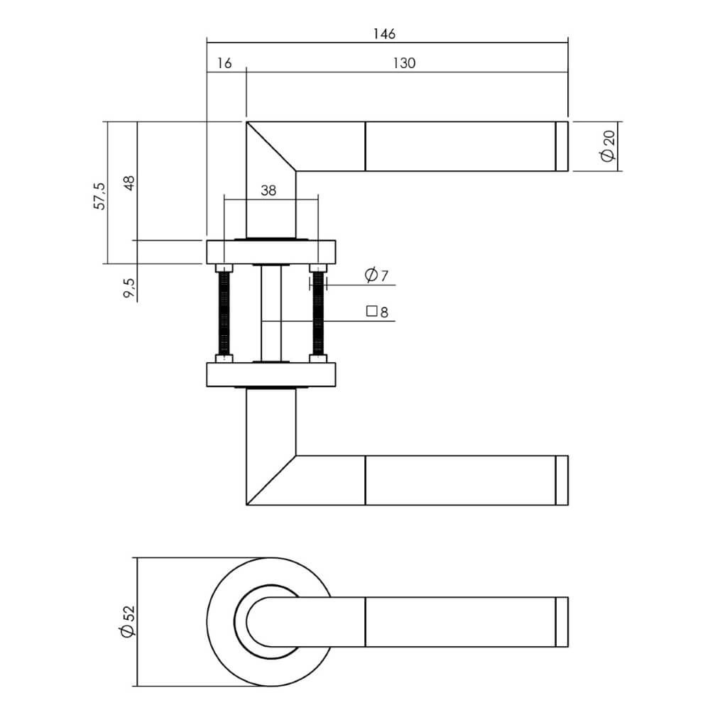 Door handle Bastian round anthracite Intersteel 8714186539453
