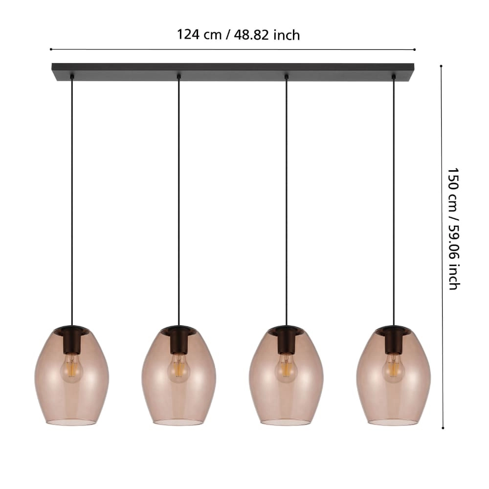 Amber glass hanging lamp Estanys 1 4-light Stars of Light 9008606235957